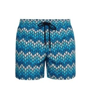 VILEBREQUIN MOOREA SWIM SHORT HERRINGBONES TURTLES AZUL MARINO IN BLUE